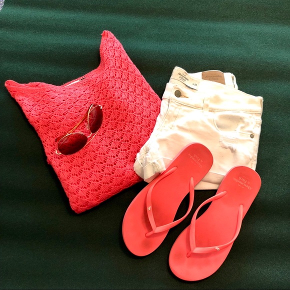 Abercrombie & Fitch Shoes - A B E R C R O M B I E : Bright Coral Foam Sandals